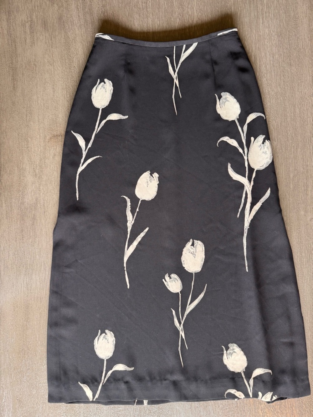 Vintage Black Maxi Skirt Greige Floral Print Liz Claiborne 4 S - Picture 2 of 8